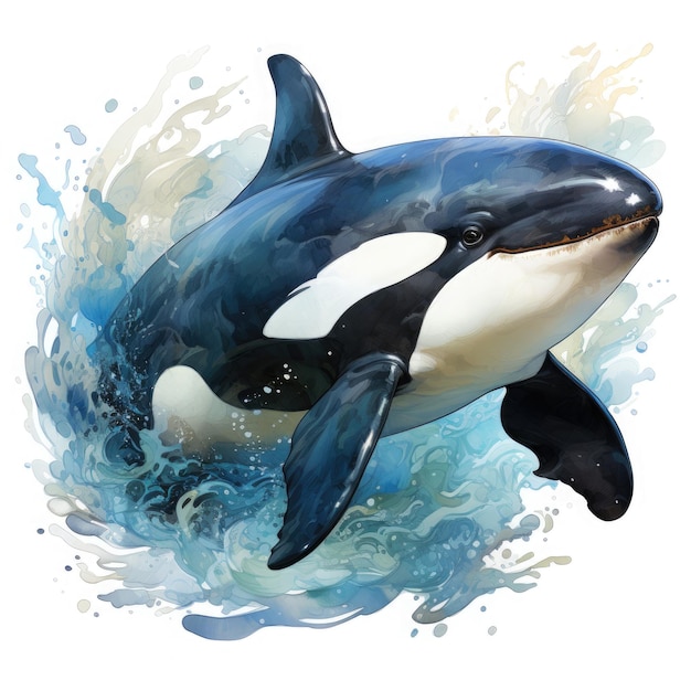 Waterco Orca Clipart illustration Generative Ai