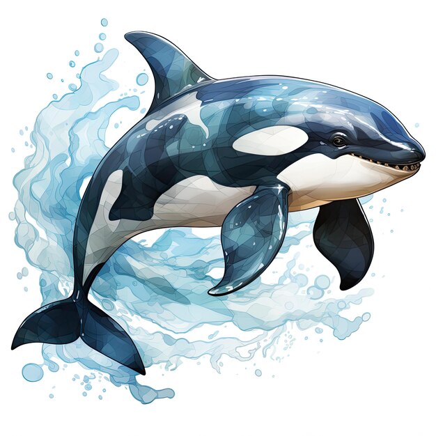 Waterco Orca Clipart illustration Generative Ai