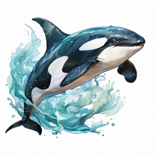 Waterco Orca Clipart illustration Generative Ai