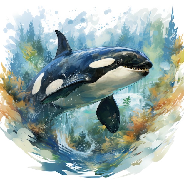 Waterco Orca Clipart illustration Generative Ai