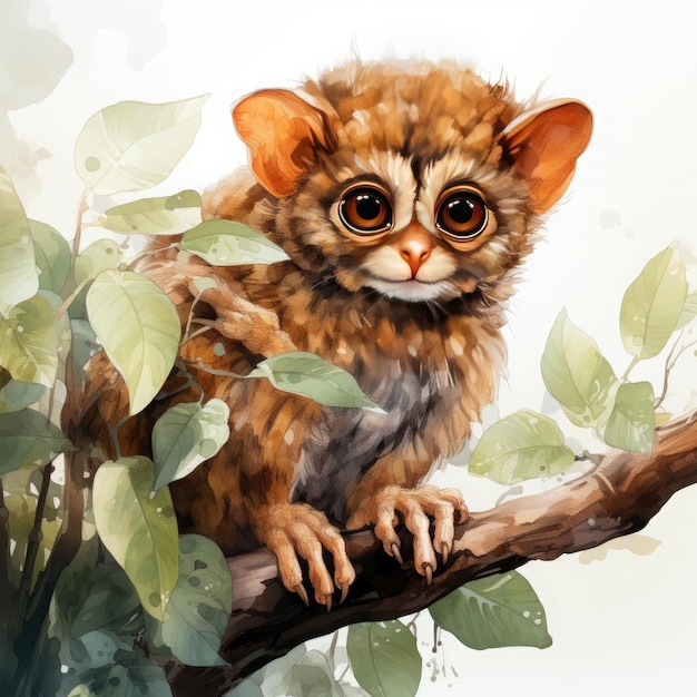 Waterco Tarsier Clipart illustration Generative Ai