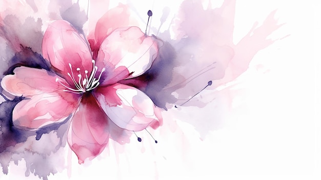 Watercolor abstract pink flower on white background Generative AI