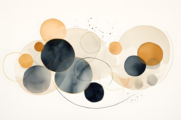 Watercolor art background Wallpaper design with paint brush and gold line AI generate