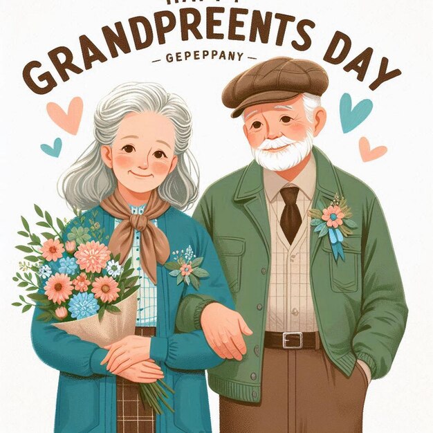 Photo watercolor art for celebrating grandparents day