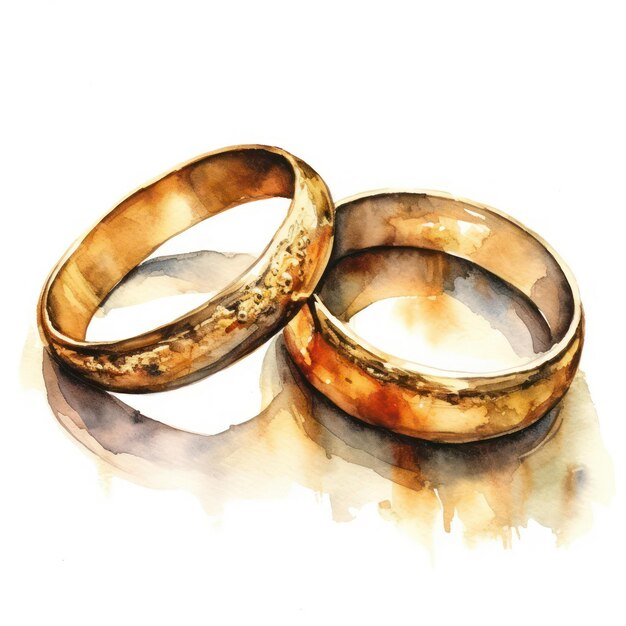 Photo watercolor art rings color gold