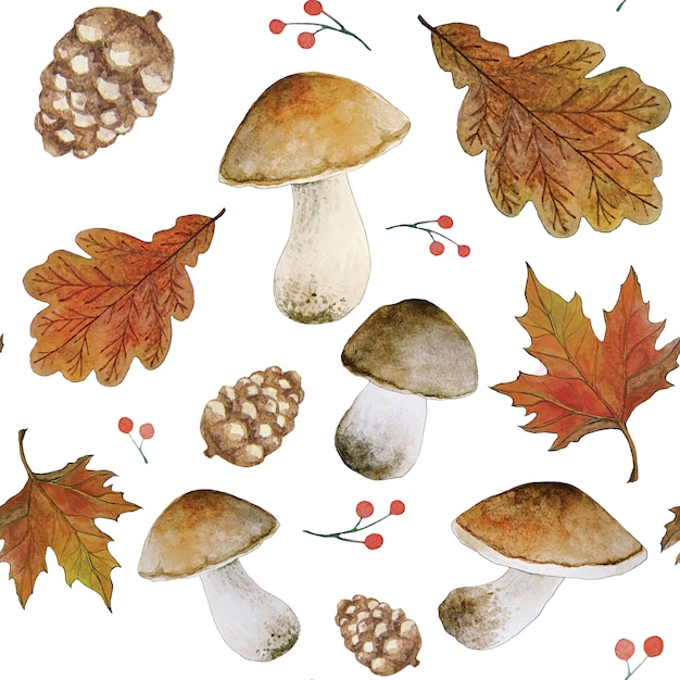 Watercolor autumn seamless pattern