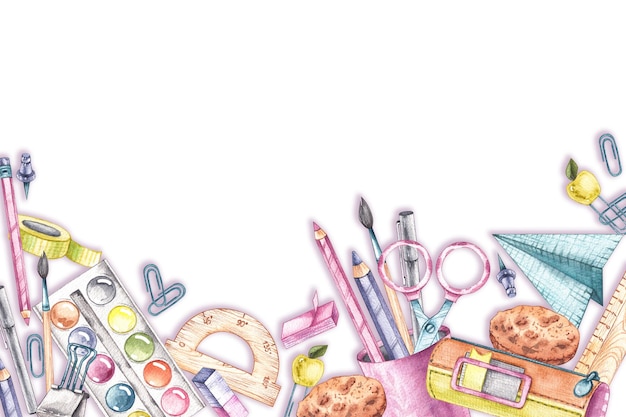 Watercolor background back to school