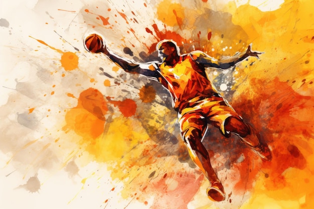 Watercolor background inspired by sports creating a visually dynamic and vibrant image