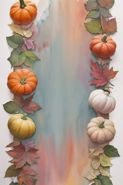 Watercolor Background For text with Pumpkins