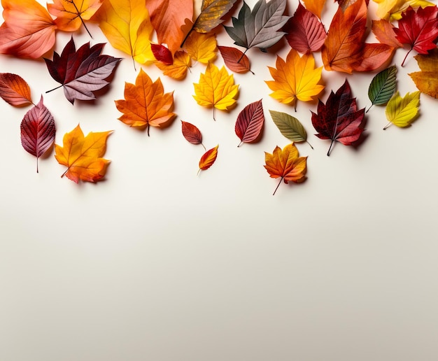 Watercolor banner of autumn leaves ideas for autumn background or card with copy space AI generated