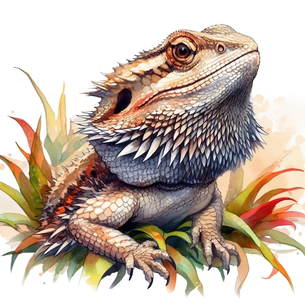 Watercolor beardeddragon Clipart