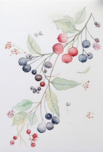 Photo watercolor berries card