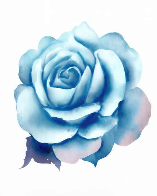 Watercolor blooming rose on a white background