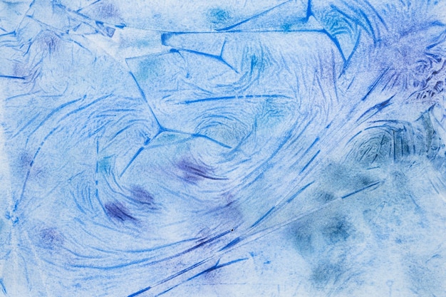 Watercolor blue abstract art handmade diy painting on textured paper background watercolour backdrop painted frosty ice cold surface with broken lines as window pane frozen or as outer space