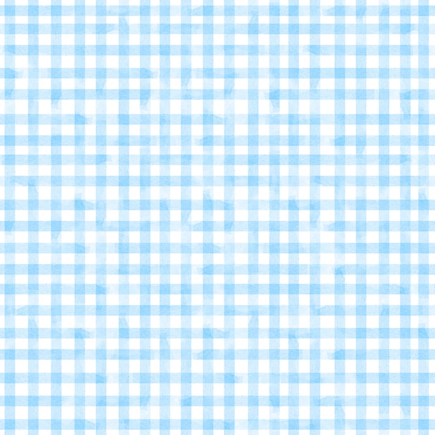 Photo watercolor blue checkered seamless pattern