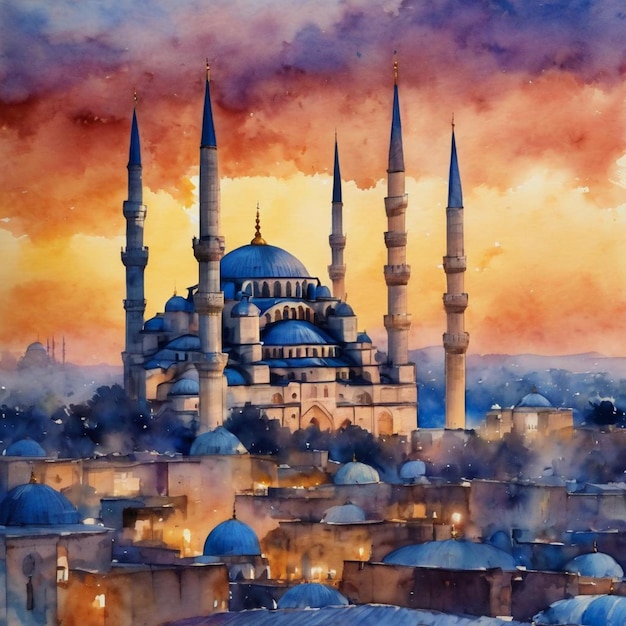 watercolor of the Blue Mosque