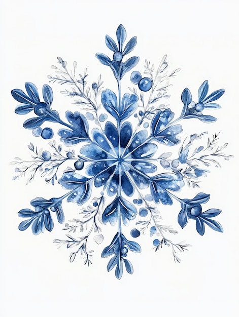 Watercolor Blue Snowflake