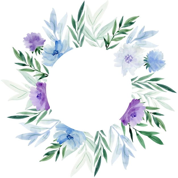 Watercolor botanic frame for wedding or greeting card