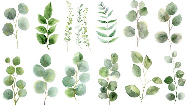 Watercolor Botanical Collection of Greenery and Foliage