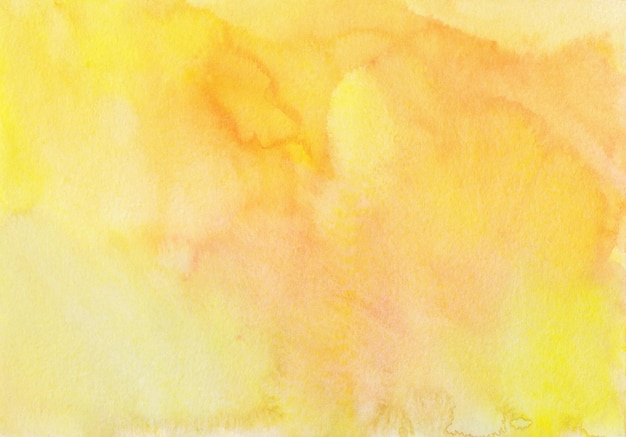 Watercolor bright yellow background texture Watercolour backdrop Stains on paper hand painted