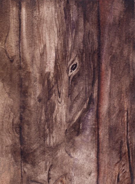 Watercolor brown wood board surface realistic texture background