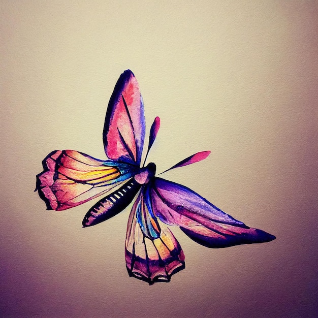 Watercolor of a butterfly animal hand draw watercolor