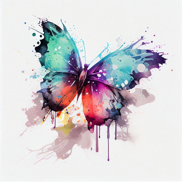 Watercolor butterfly splash background Generative AI