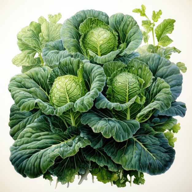 Photo watercolor cabbage illustration generative ai