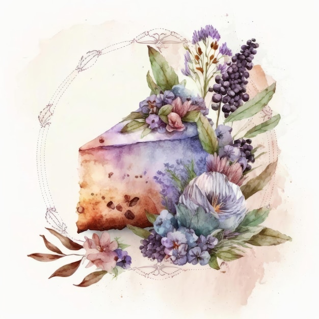 Watercolor cake isolated Illustration AI GenerativexA