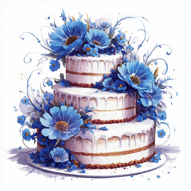 watercolor cake with flowers on it