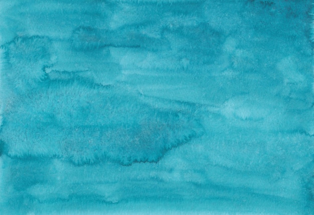 Watercolor calm sea blue background texture. Aquarelle tranquil cyan blue color stains on paper, hand painted. Liquid watercolour backdrop.