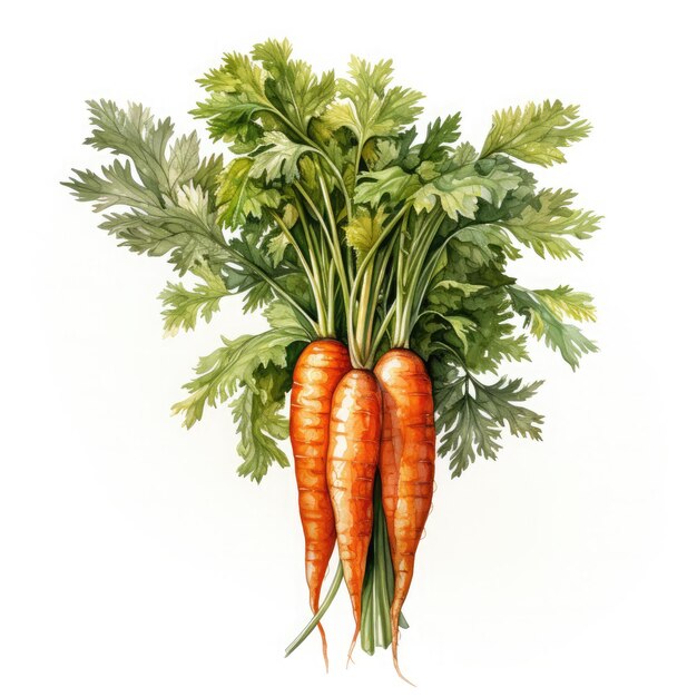 Watercolor Carrot Clipart illustration Generative Ai