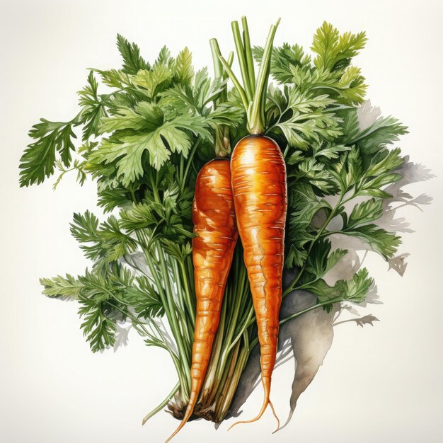 Watercolor Carrot Clipart illustration Generative Ai