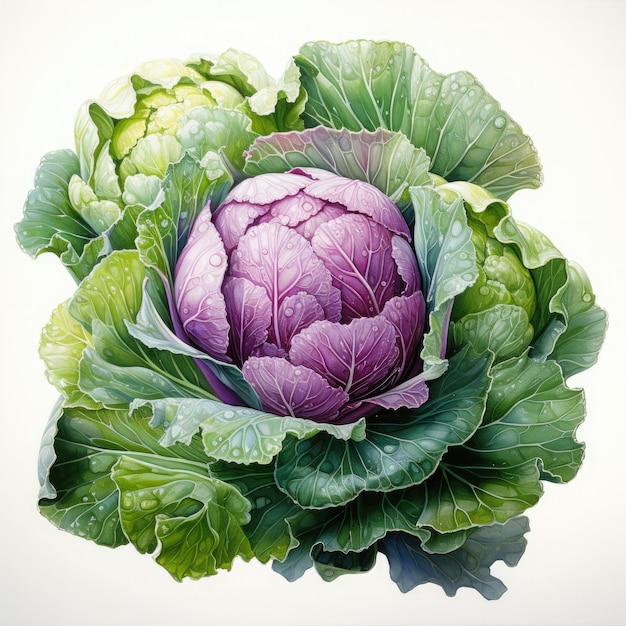 Watercolor Cauliflower Clipart illustration Generative Ai