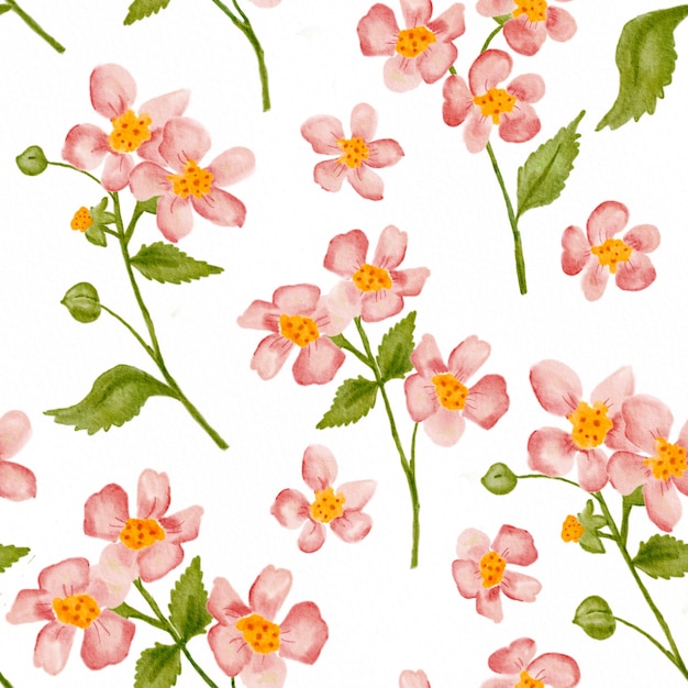 Watercolor cherry blossom seamless pattern background