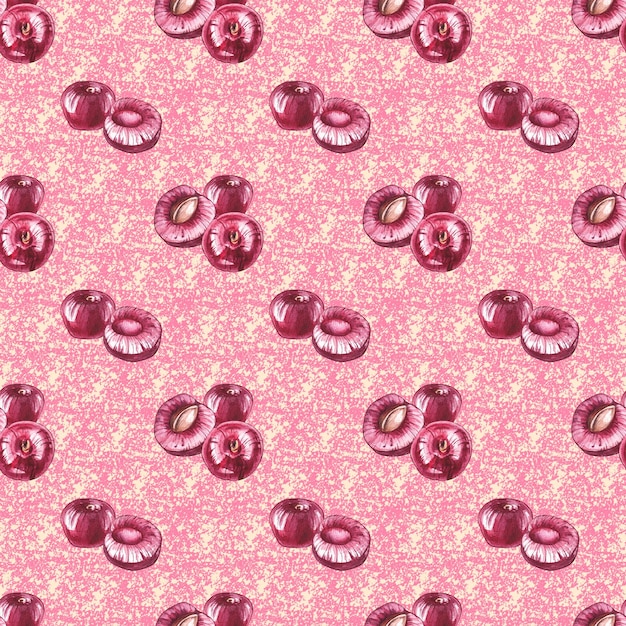 Watercolor cherry pattern