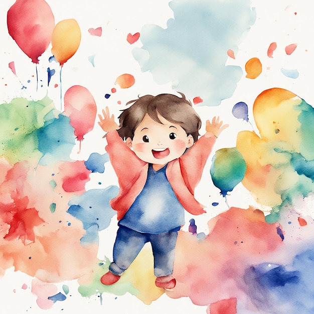 Watercolor Childrens day image