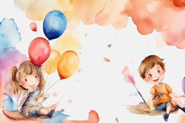 Watercolor Childrens day image