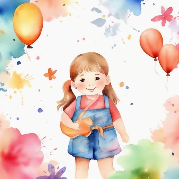 Watercolor Childrens day image