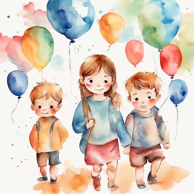 Watercolor Childrens day image