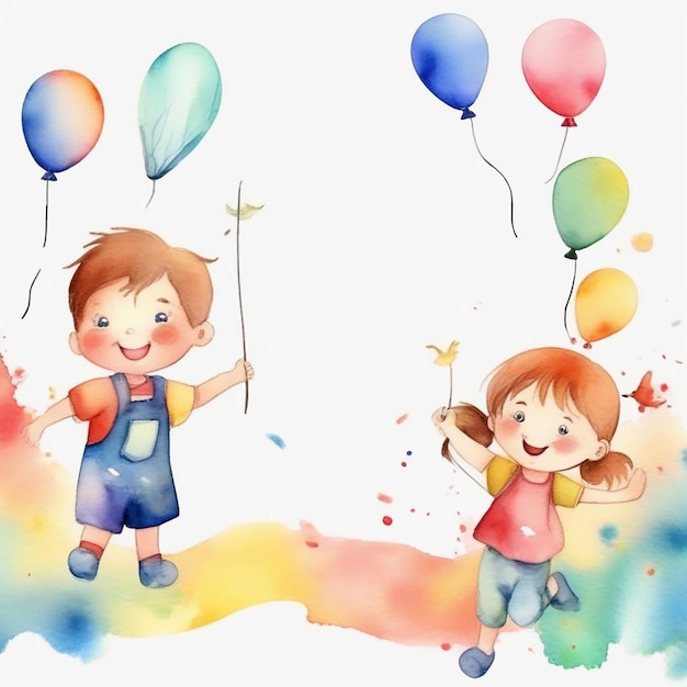 Watercolor Childrens day image