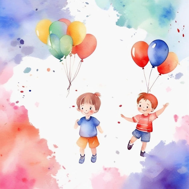 Watercolor Childrens day image