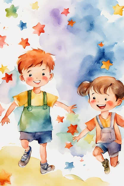 Watercolor Childrens day image