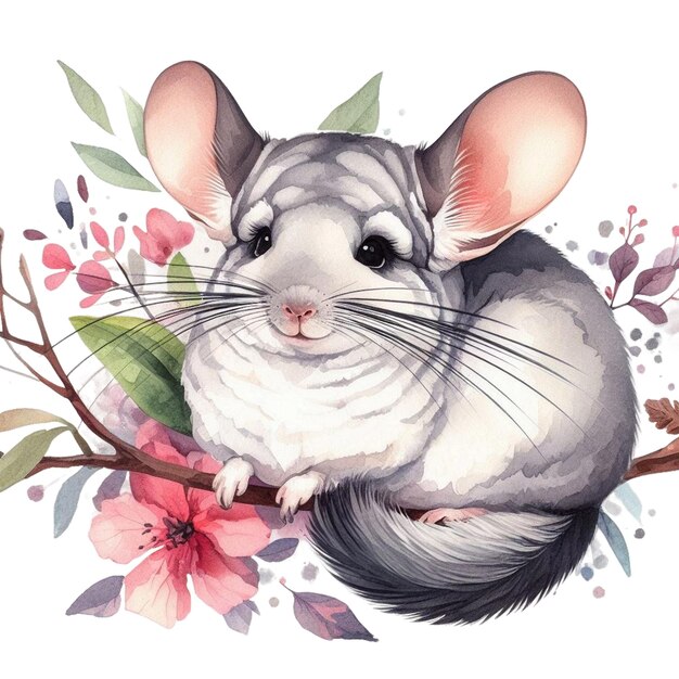 Watercolor chinchilla Clipart