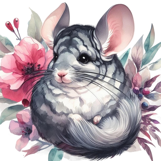 Watercolor chinchilla Clipart