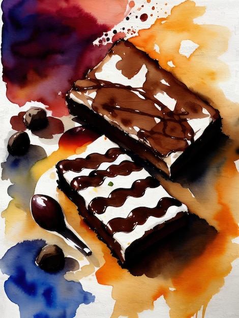 Watercolor Chocolate Painting Artistic Illustration Reproduction Acrylic Artwork