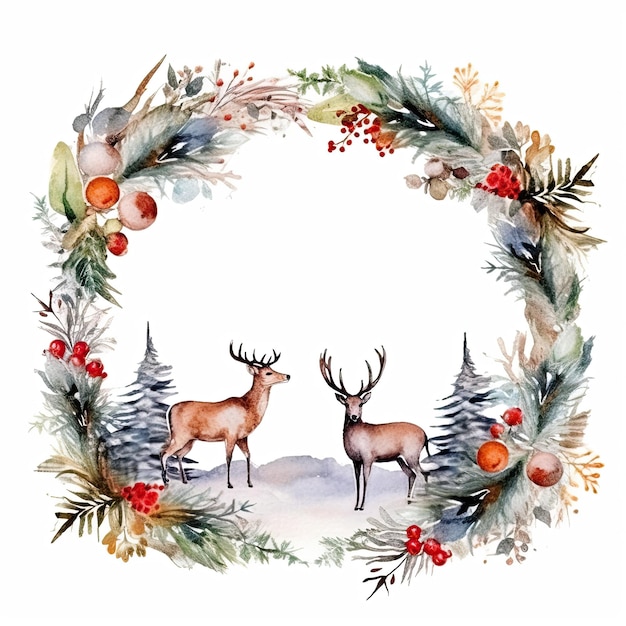 Watercolor Christmas background Illustration AI GenerativexA