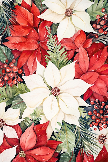 Photo watercolor christmas florals digital papers christmas backgrounds christmas floral clipart