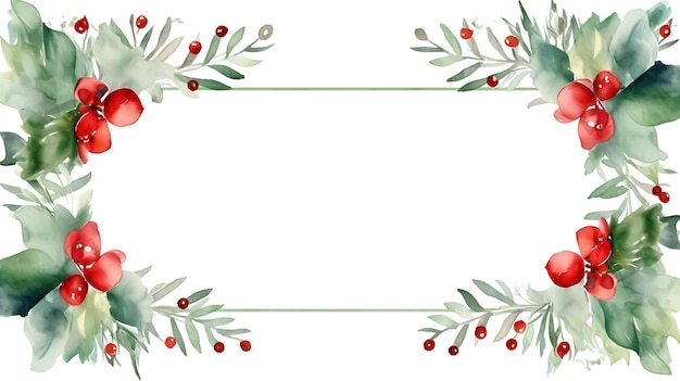 Photo watercolor christmas frame with blank white space