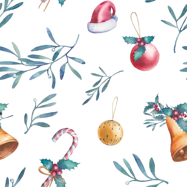 Watercolor Christmas seamless pattern